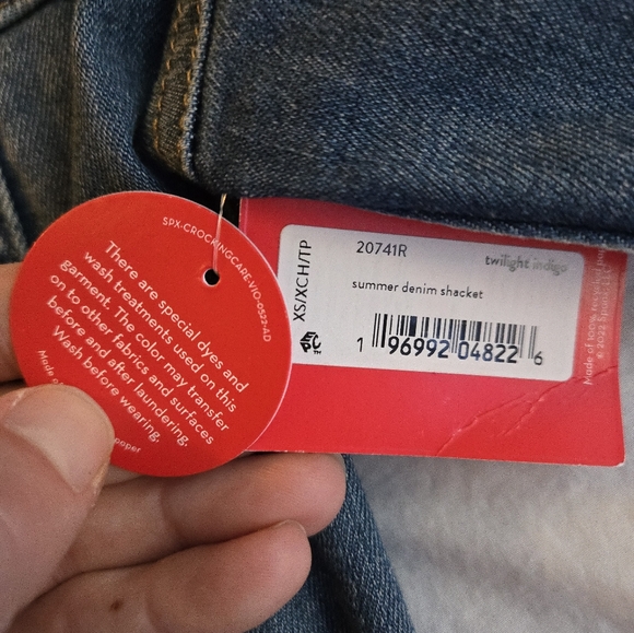 Spanx Tie-Front Summer Denim Jean Shirt Jacket Twilight Indigo Shacket - Picture 4 of 15